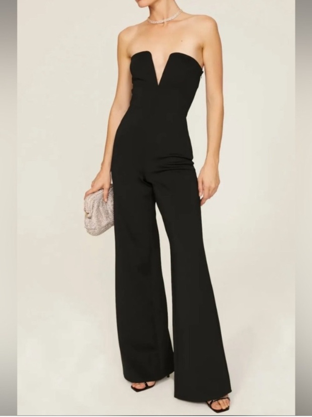 NWT Good American Strapless V Scuba Jumpsuit